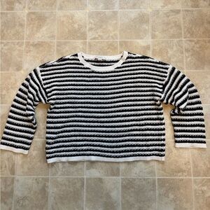 LOFT Monochrome Striped Sweater Cropped